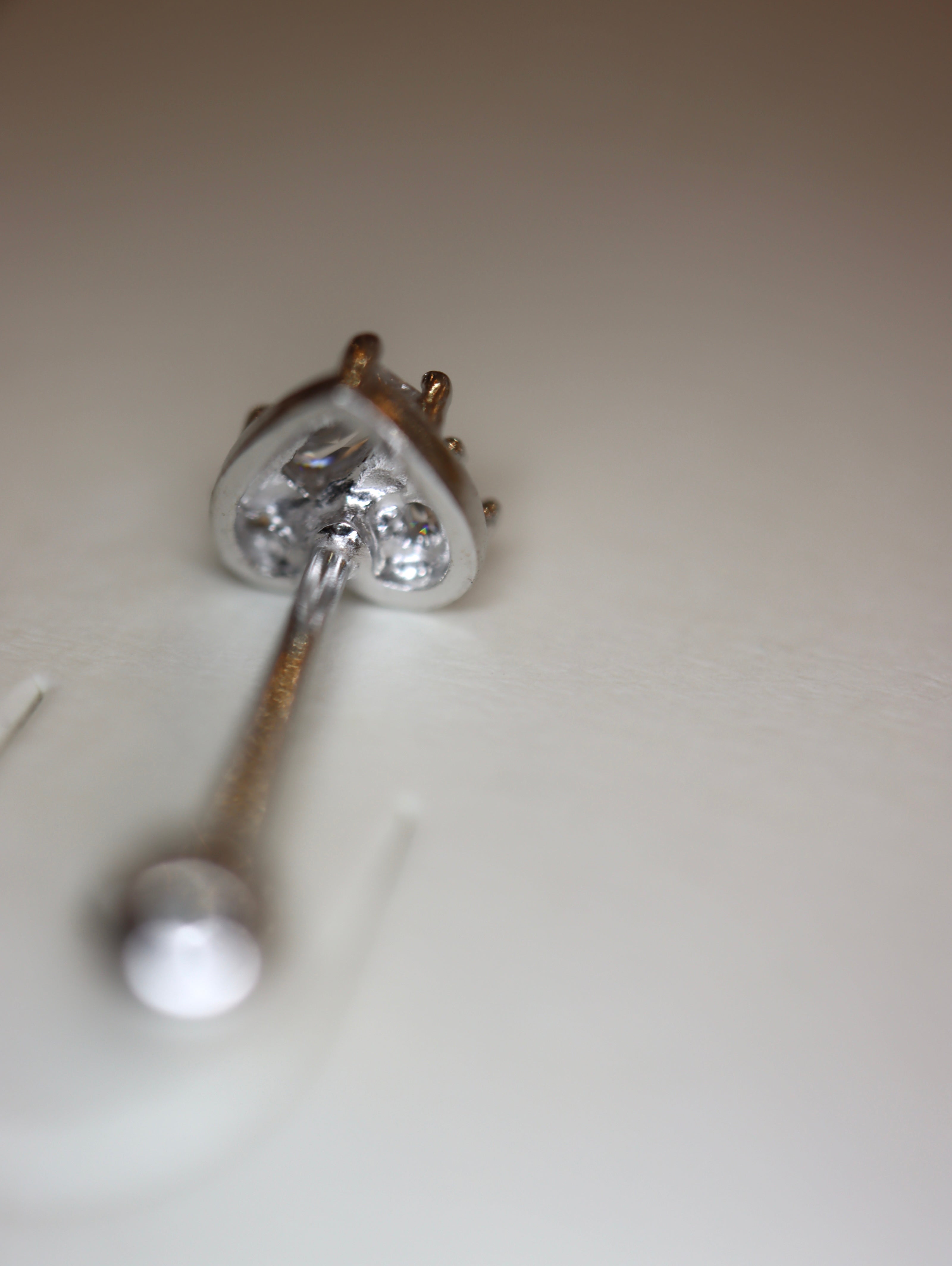 Heart cz stud 925 silver piercing