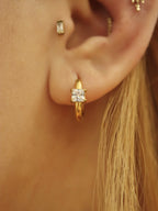 Square Solitaire Hoop Stainless Steel Earrings