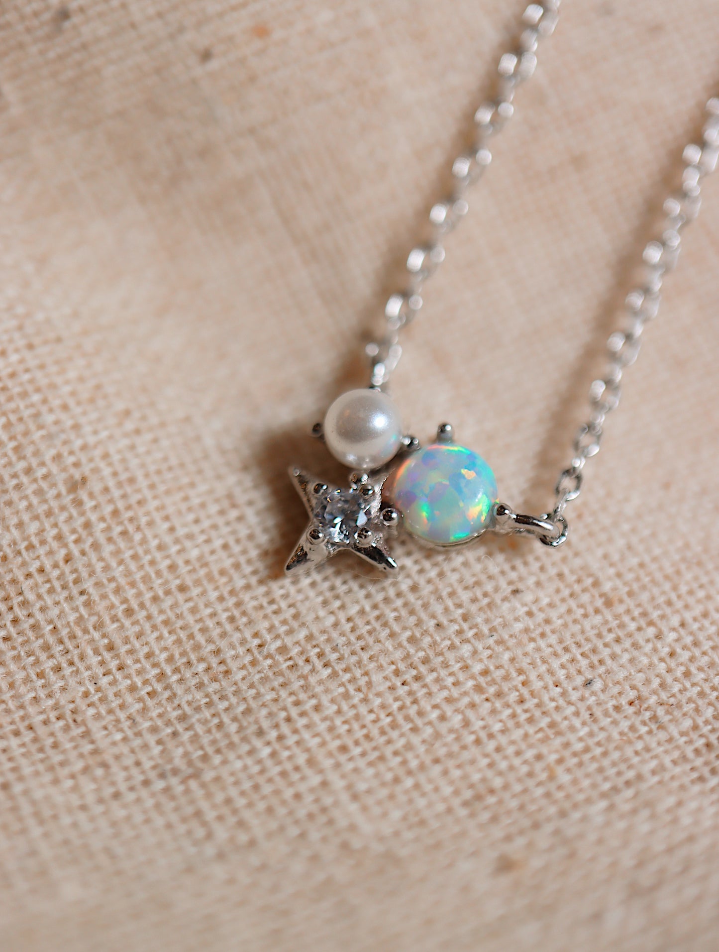 Sparkle opal pearl necklace