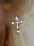 Cross 925 silver stud piercing earrings (1pc)