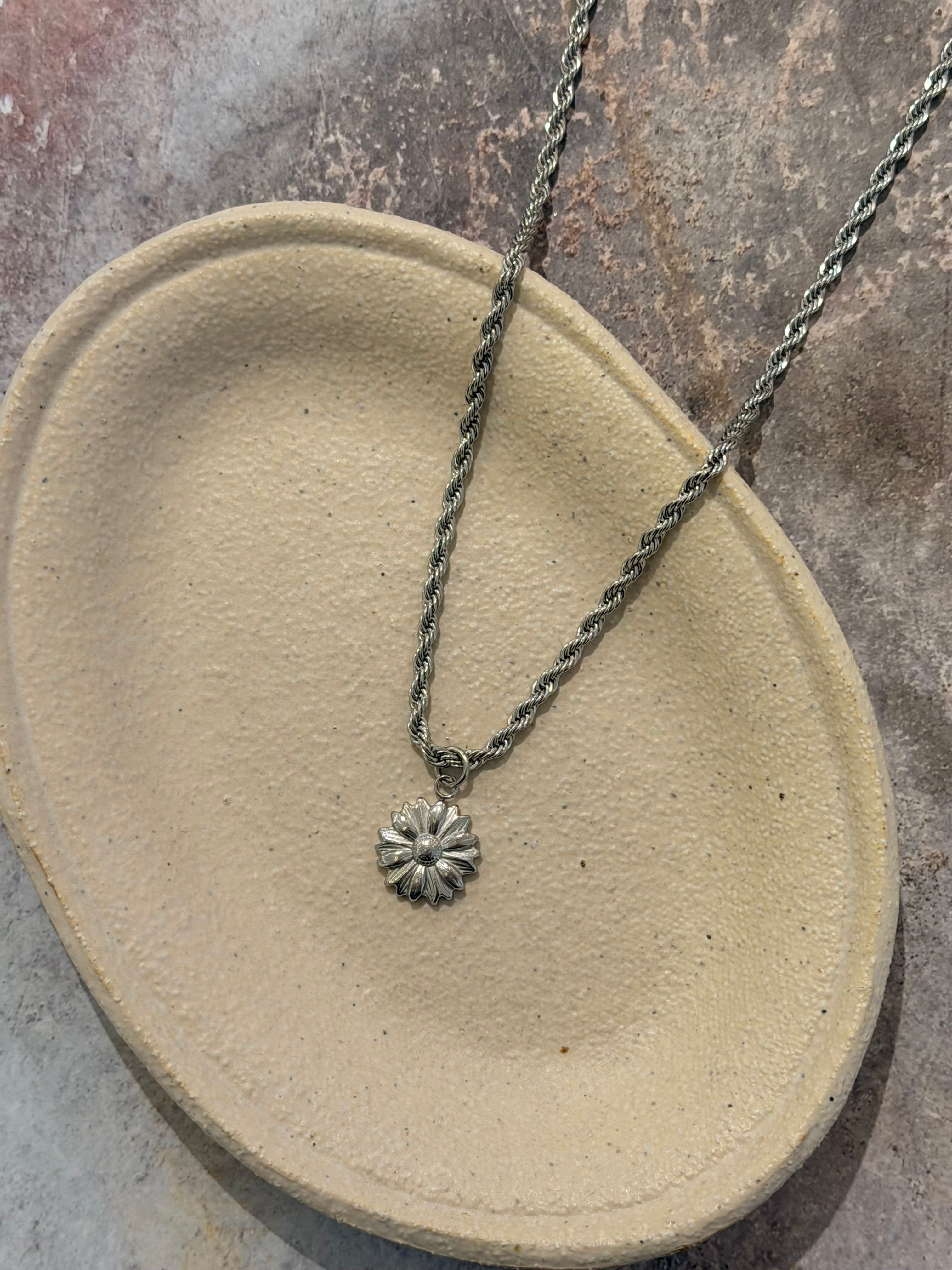 Sunflower Rope Chain Stainless Steel Necklace