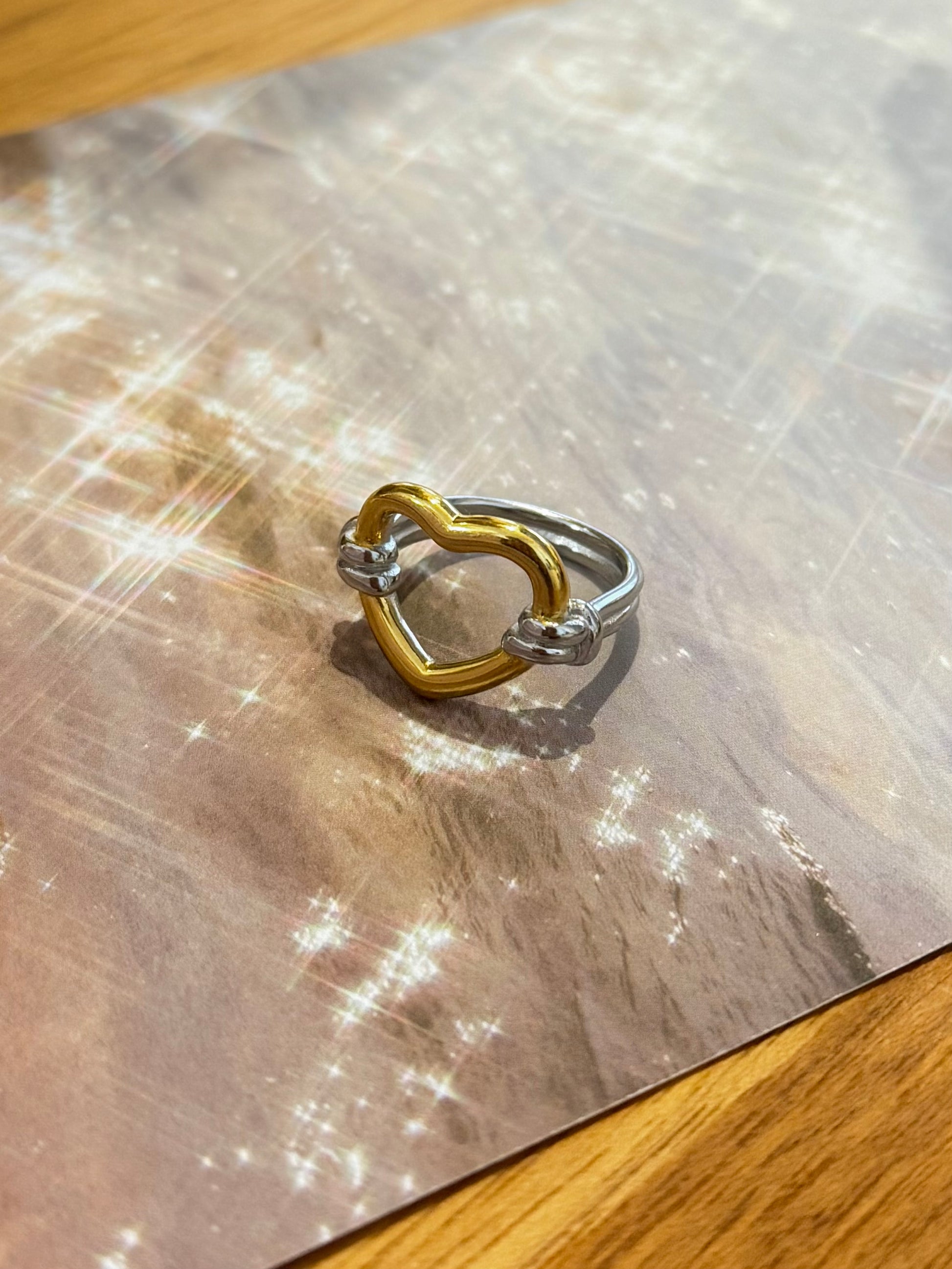 Mix colour heart stainless steel ring