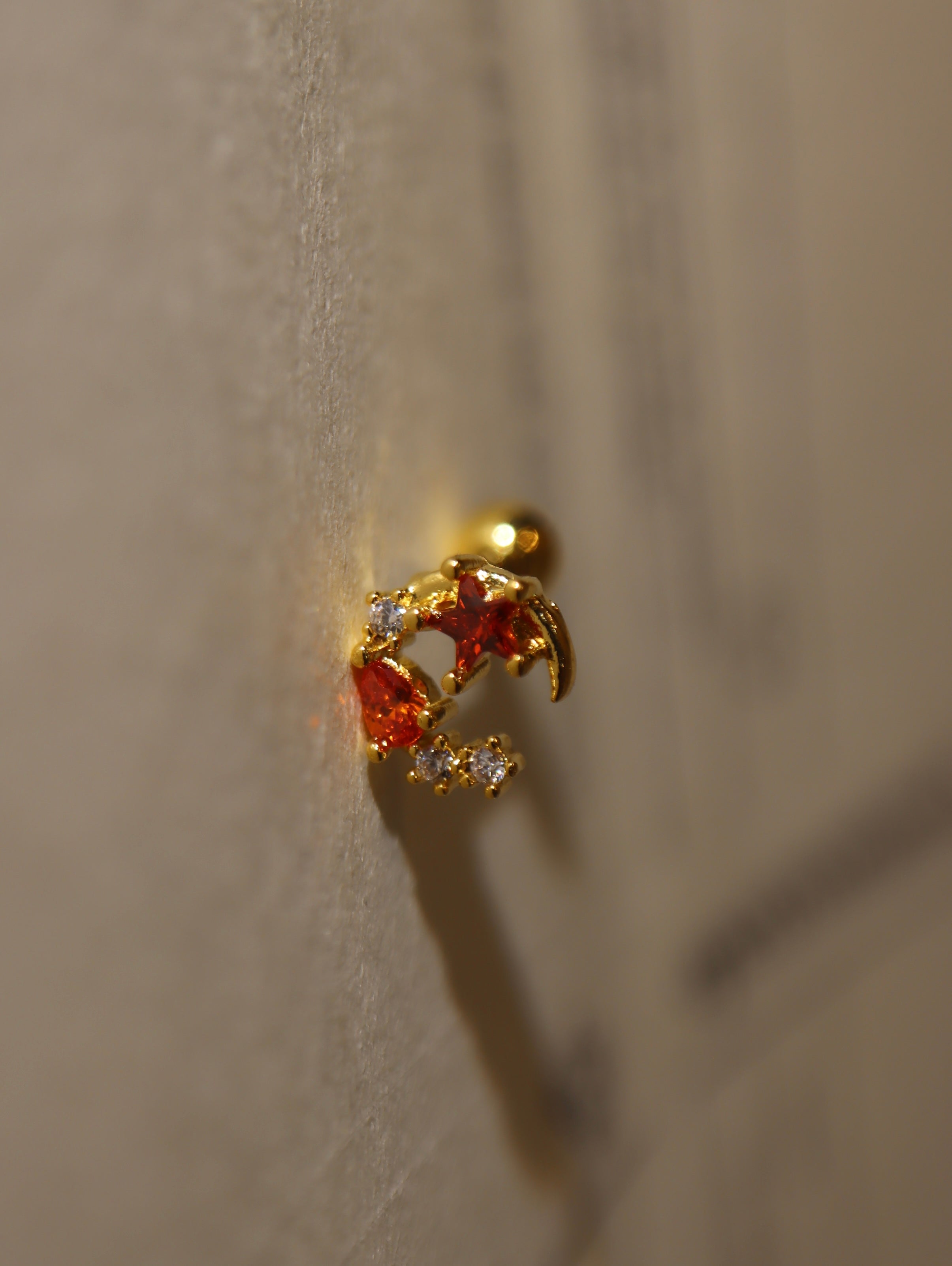 Crescent star stud surgical steel piercing (1pc)