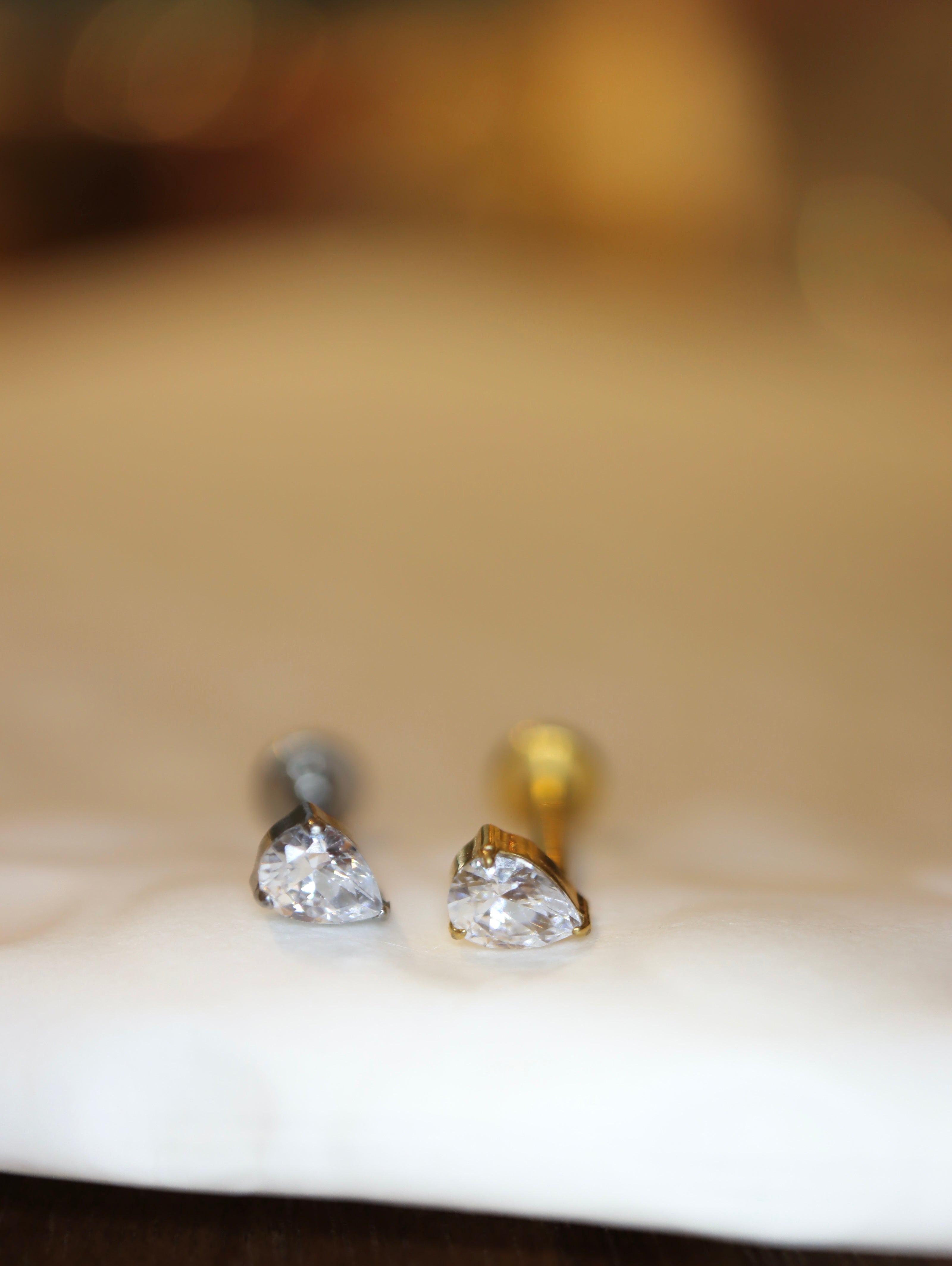 Titanium G23 Pear cut stud flat back piercing earring (1pc)