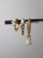 Opal cz S925 hinged hoop earrings