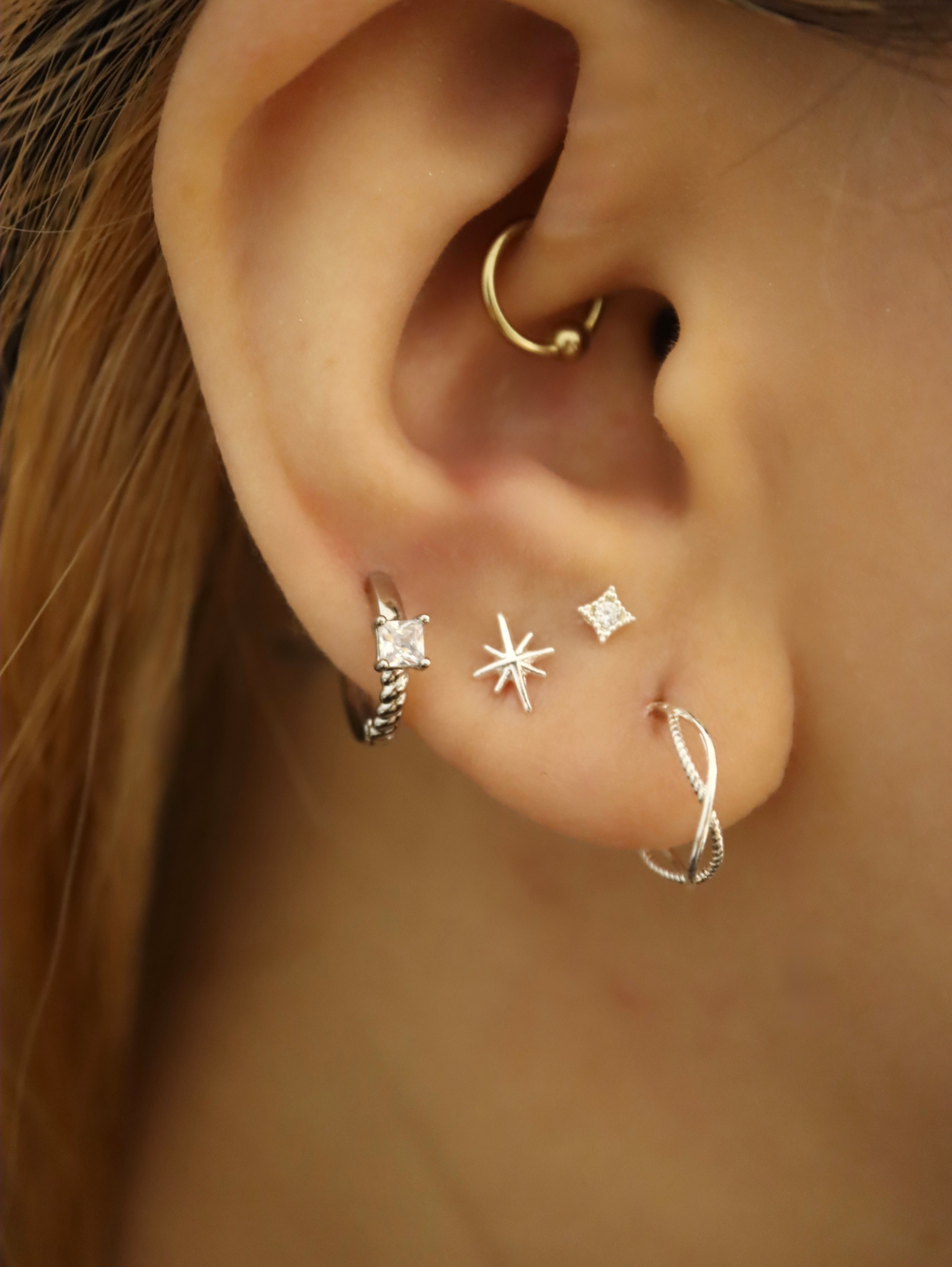 Sparkle star 925 silver piercing stud