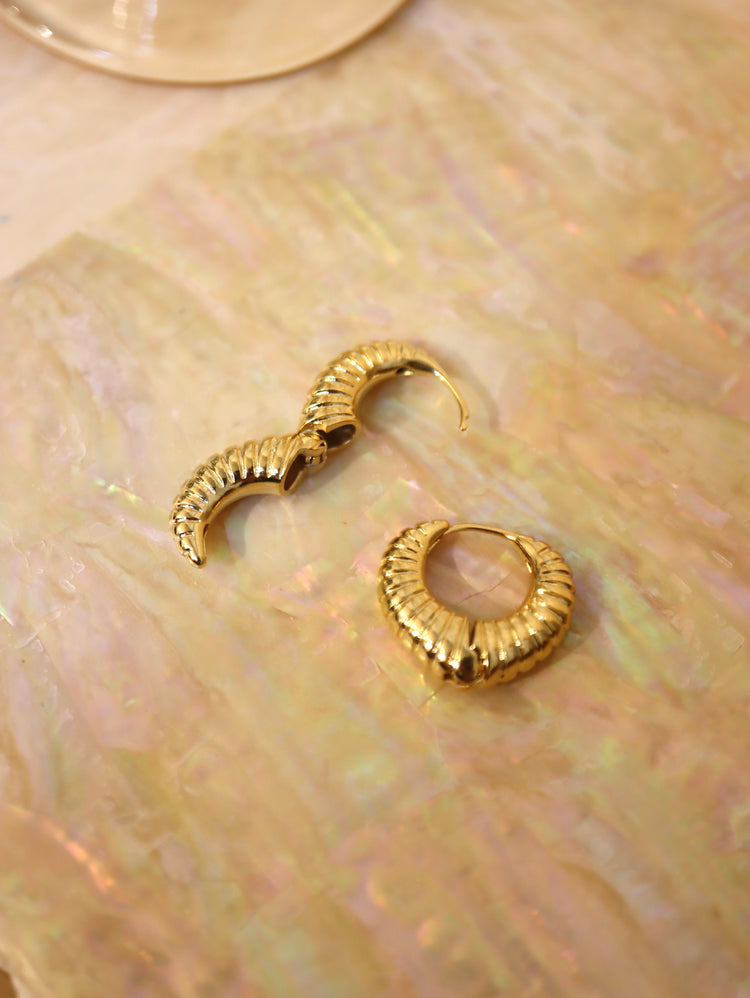 Luxe Ridged Statement Hoops Earrings