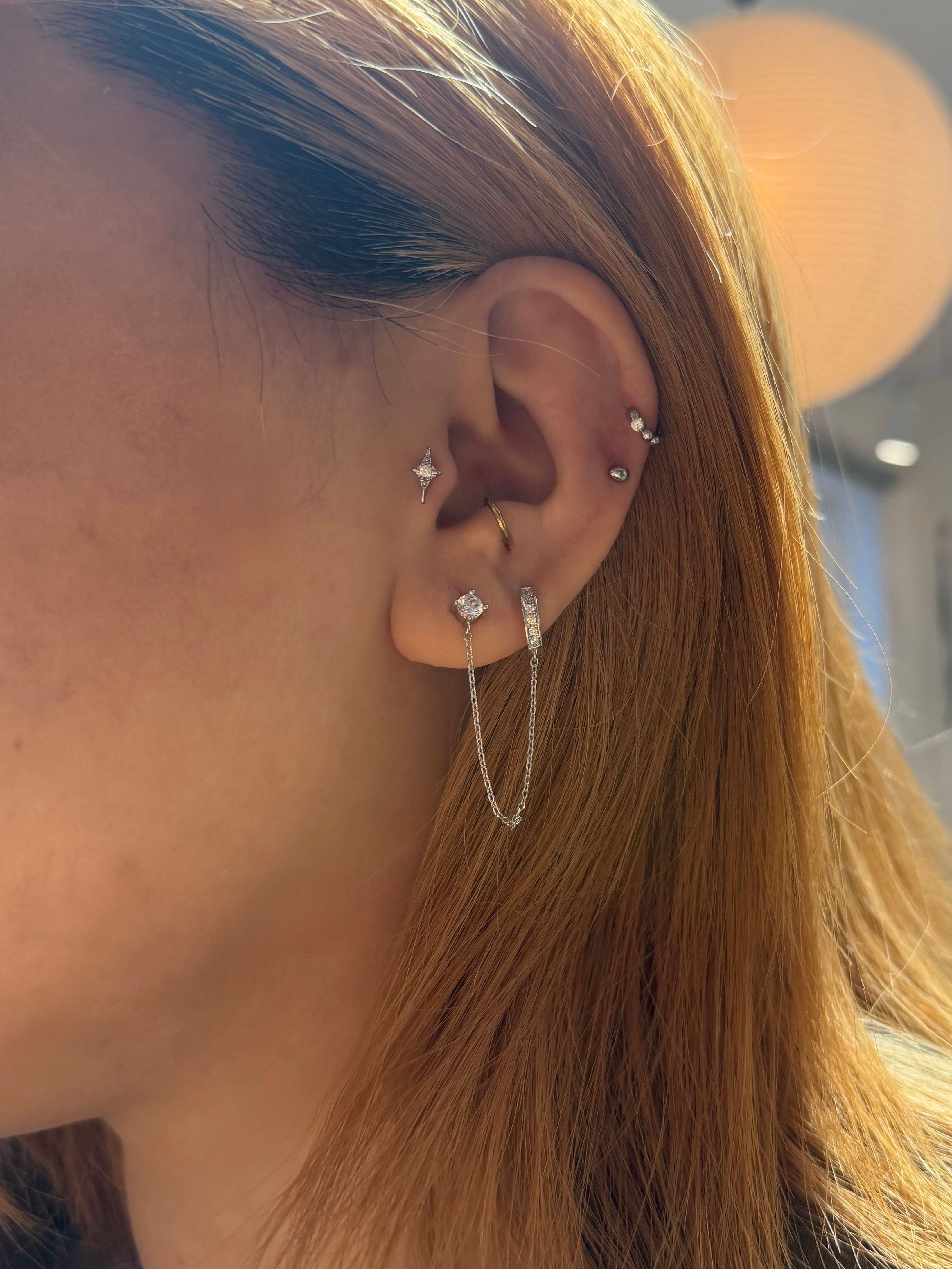 Cz hinged hoop earring piercing
