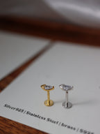 Marquise shape cz flat back s925 piercing