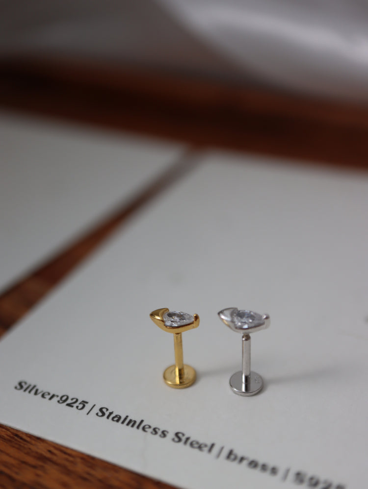 Marquise shape cz flat back s925 piercing