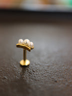 Triple pearl push pin stainless steel flat back