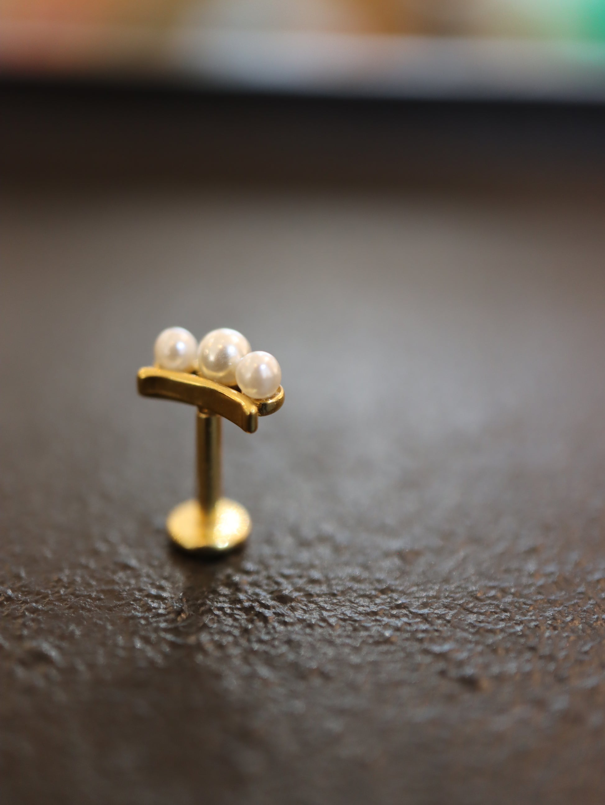 Triple pearl push pin stainless steel flat back