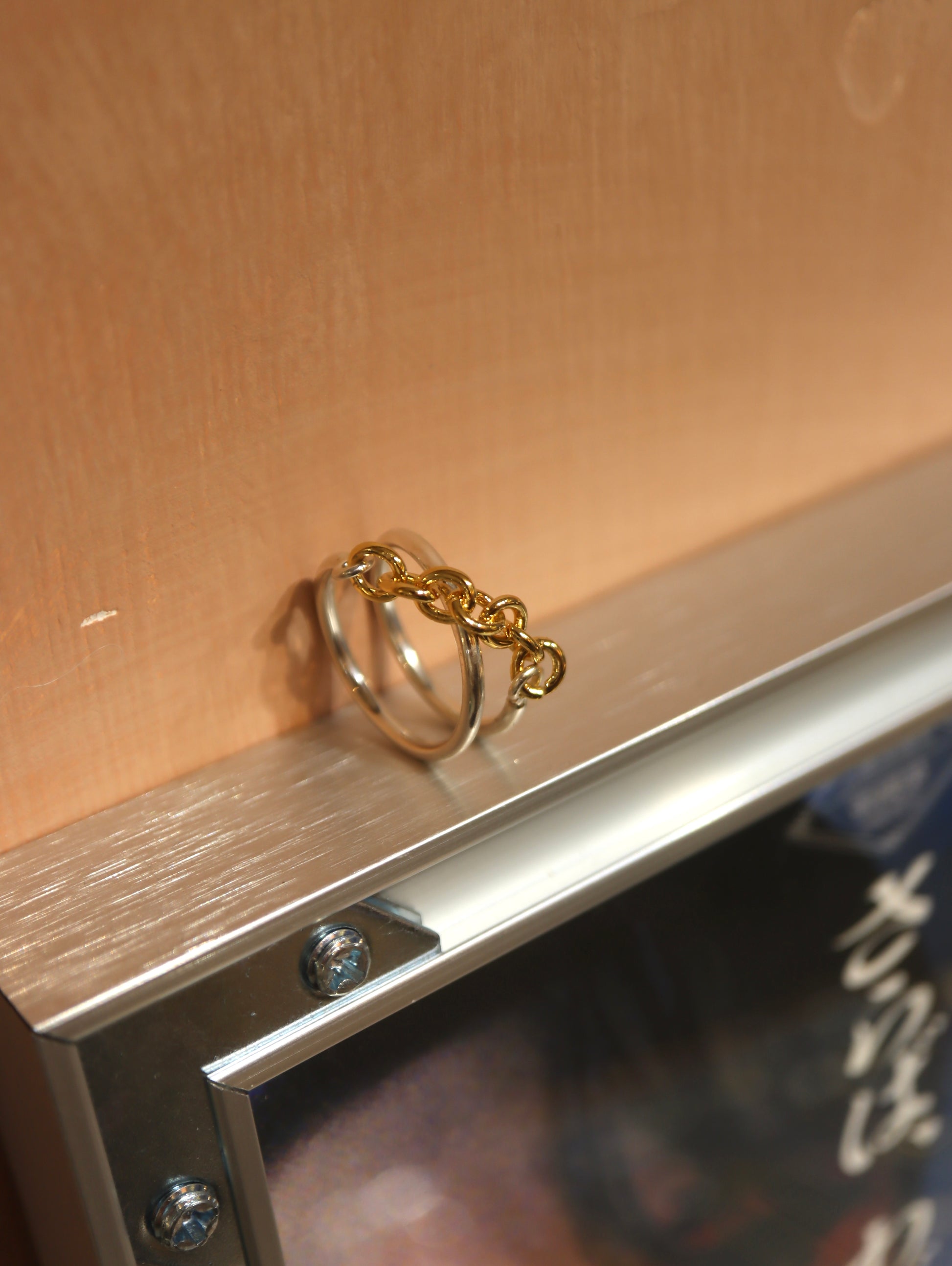 Mix tone chain 925 silver ring