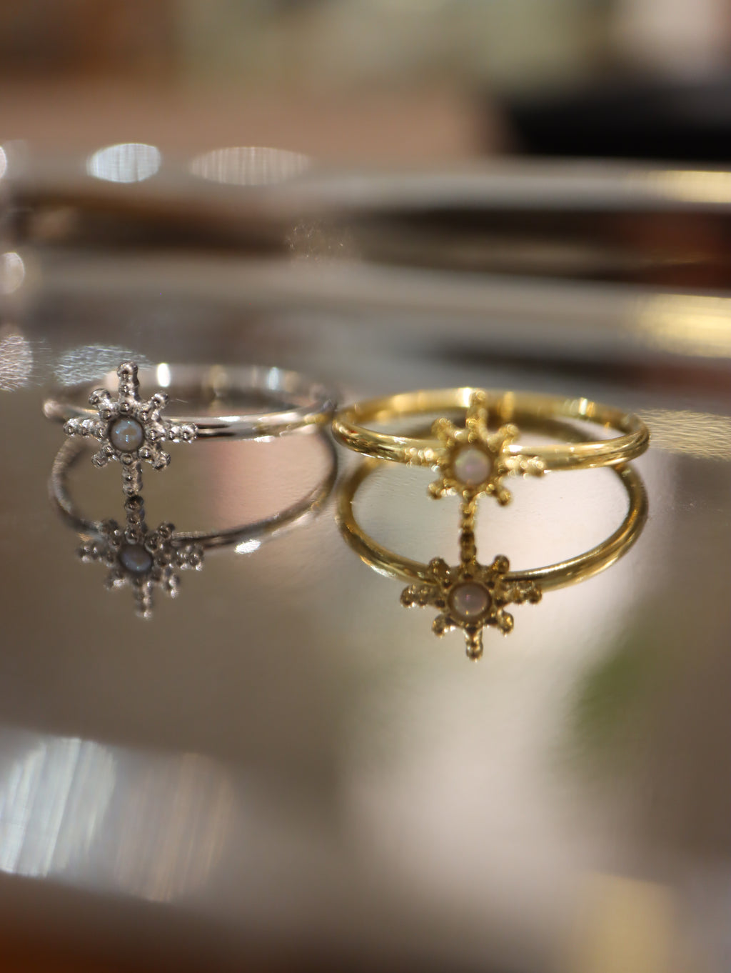 Starburst stainless steel ring