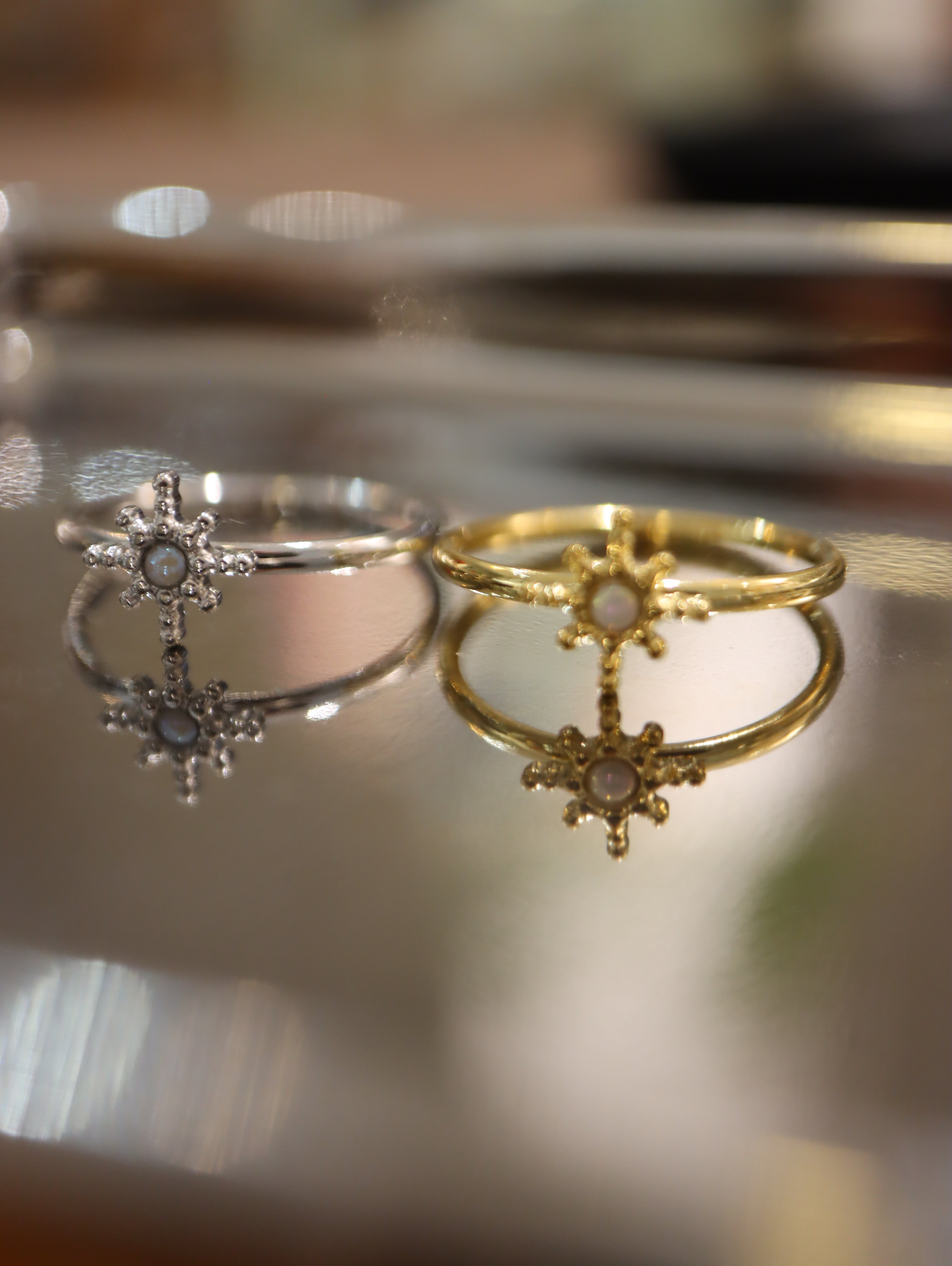 Starburst stainless steel ring
