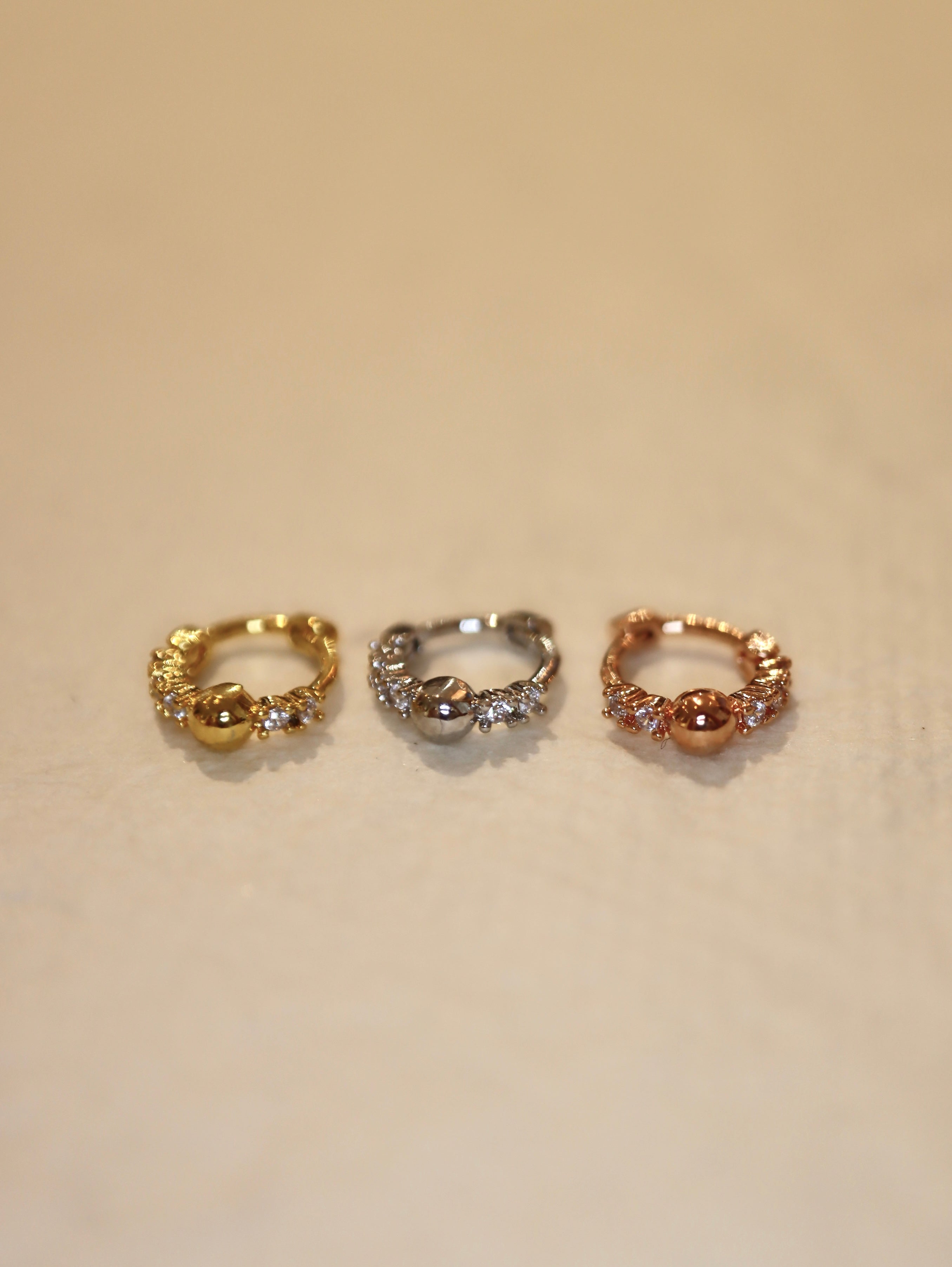Mini ball hinged hoop cz surgical steel earring (1pc)