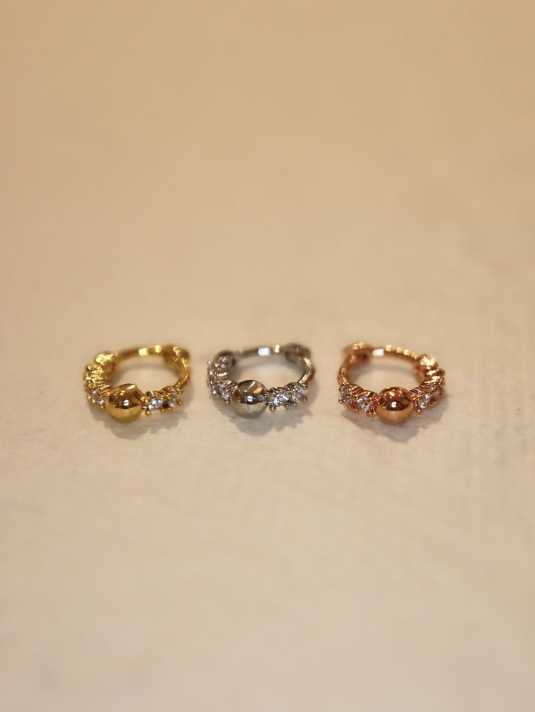 Mini ball hinged hoop cz surgical steel earring (1pc)