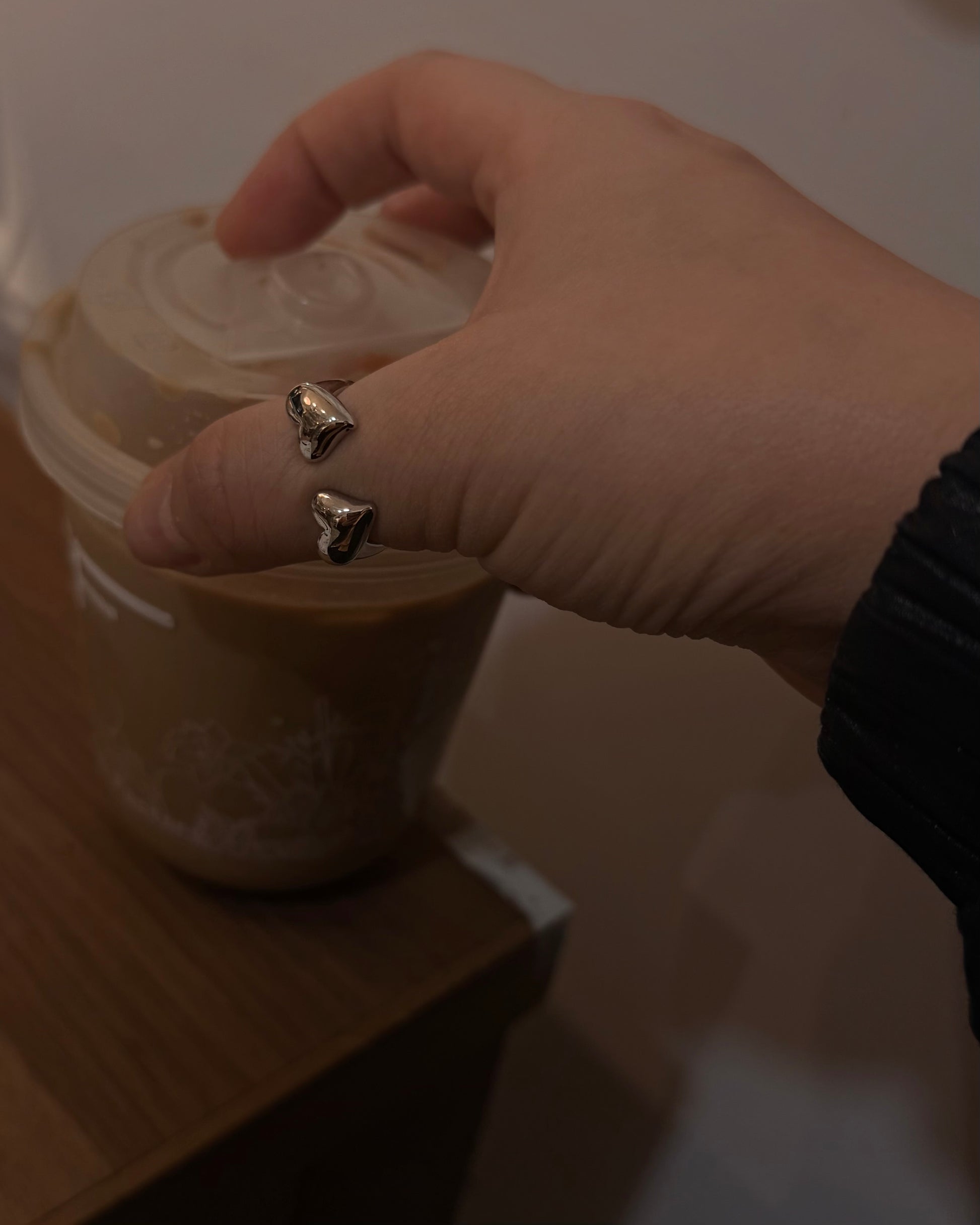 Double heart brass ring (free size)