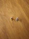 Mini crescent flat back 925 silver stud (1pc)