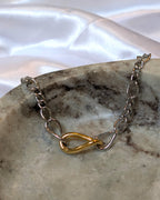 Mix tone interlock stainless steel bracelet