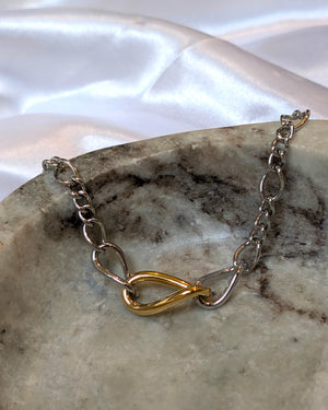 Mix tone interlock stainless steel bracelet
