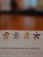 Flower cz surgical steel earring piercing