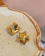 Echo star hoop stainless steel earrings