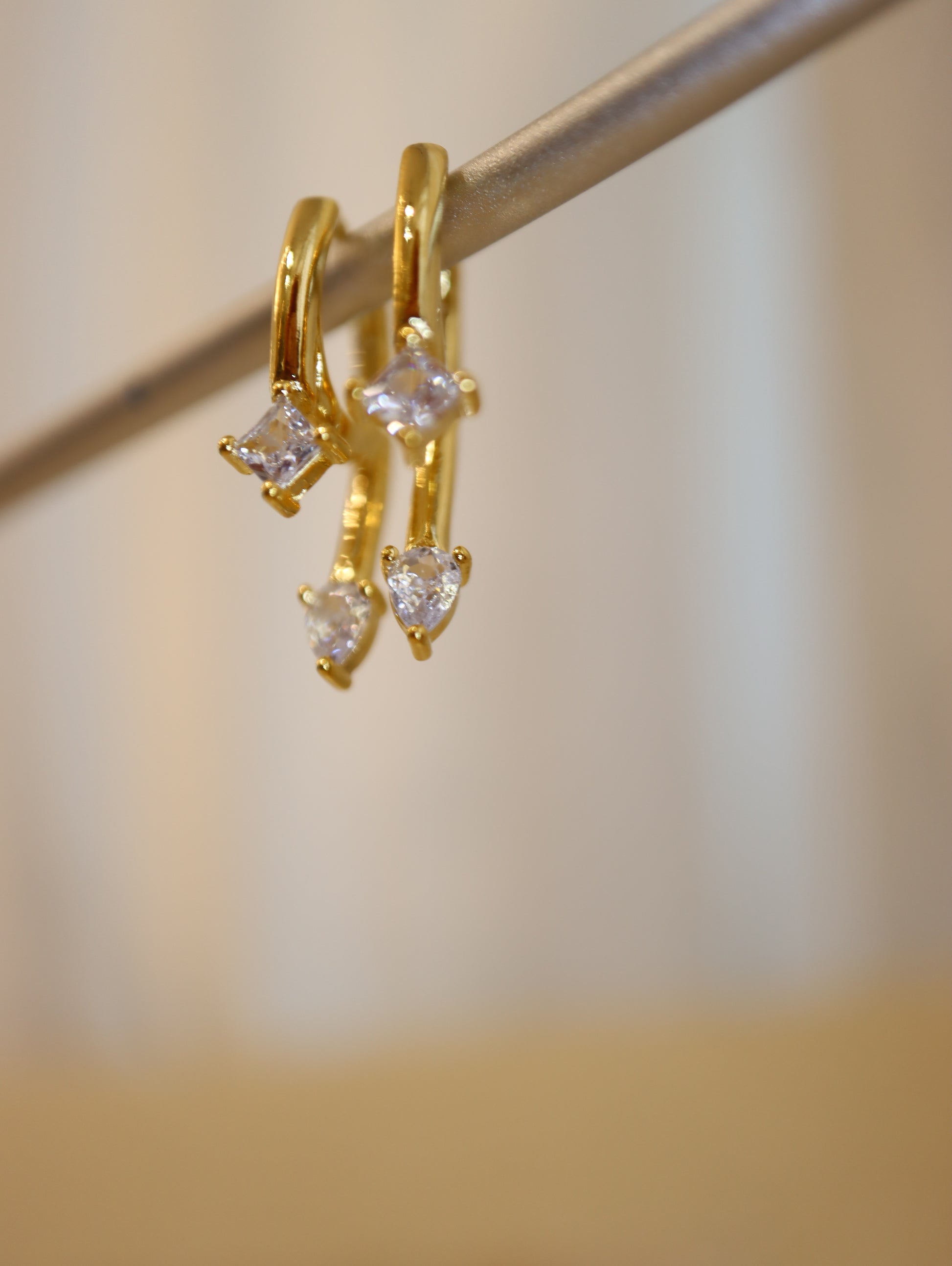 Front & back drop cz earrings