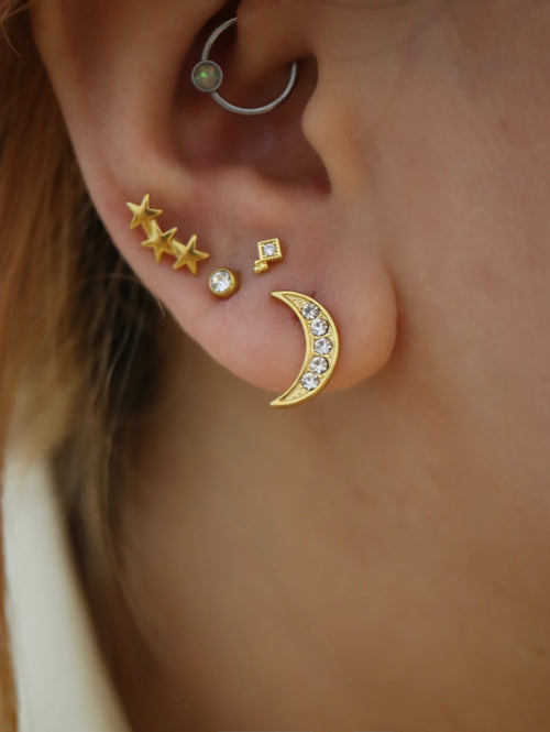 Crescent cz moon earrings