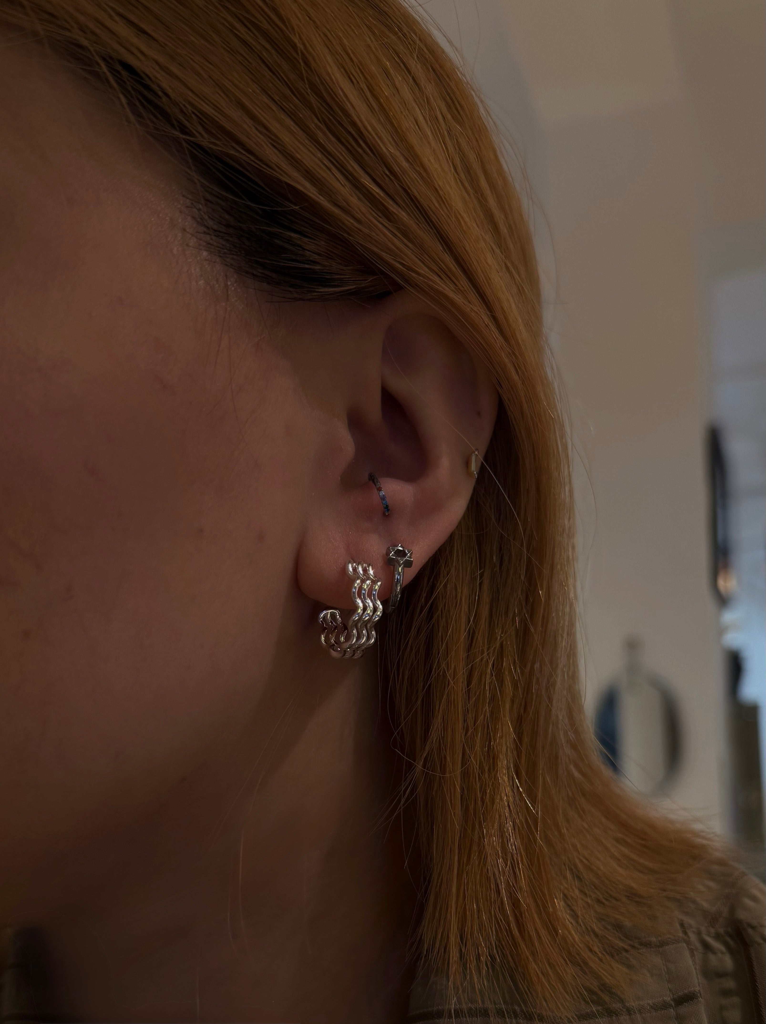 Wavy striped silver925 earrings