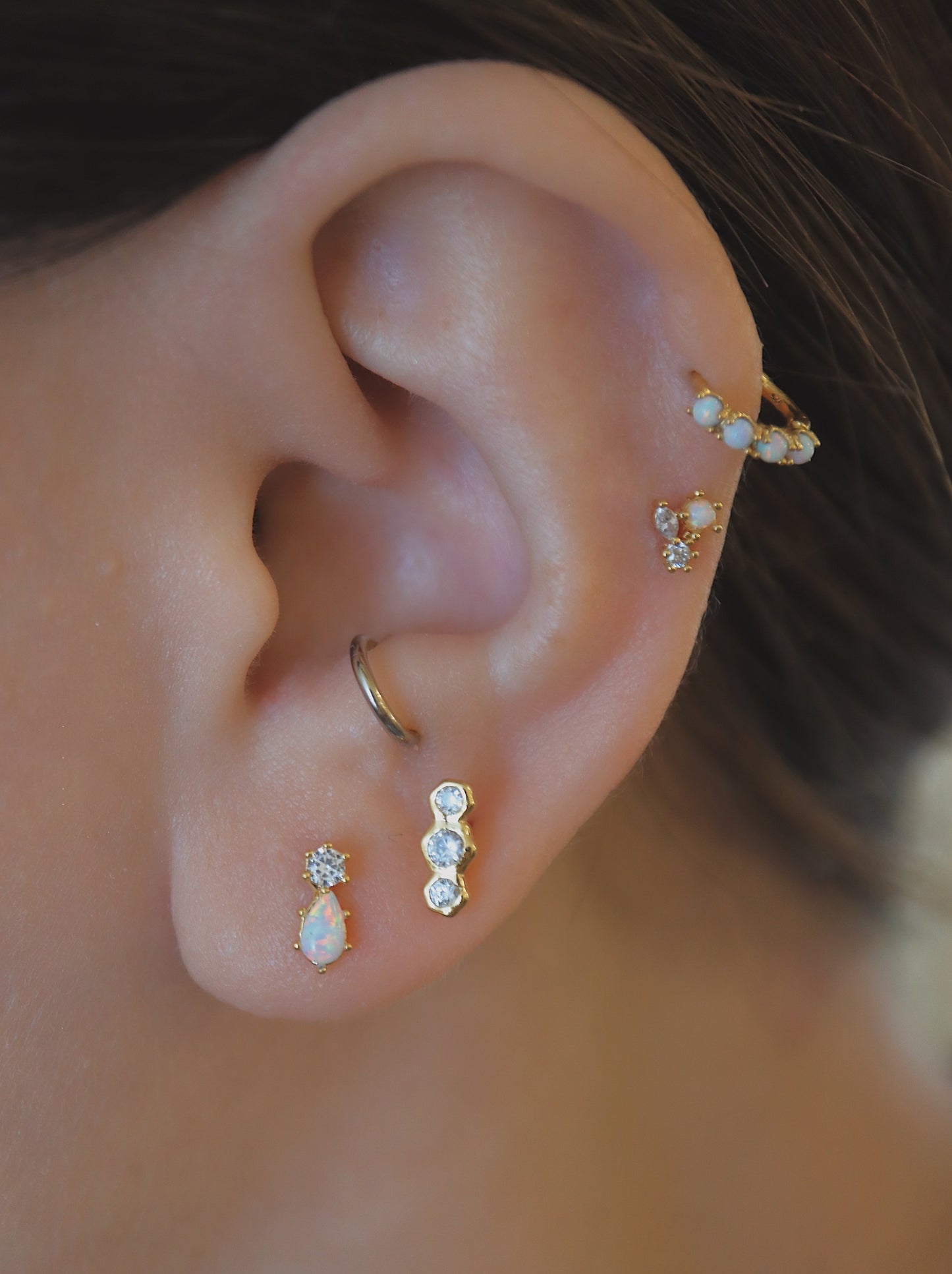 Triple cz silver925 ball back piercing