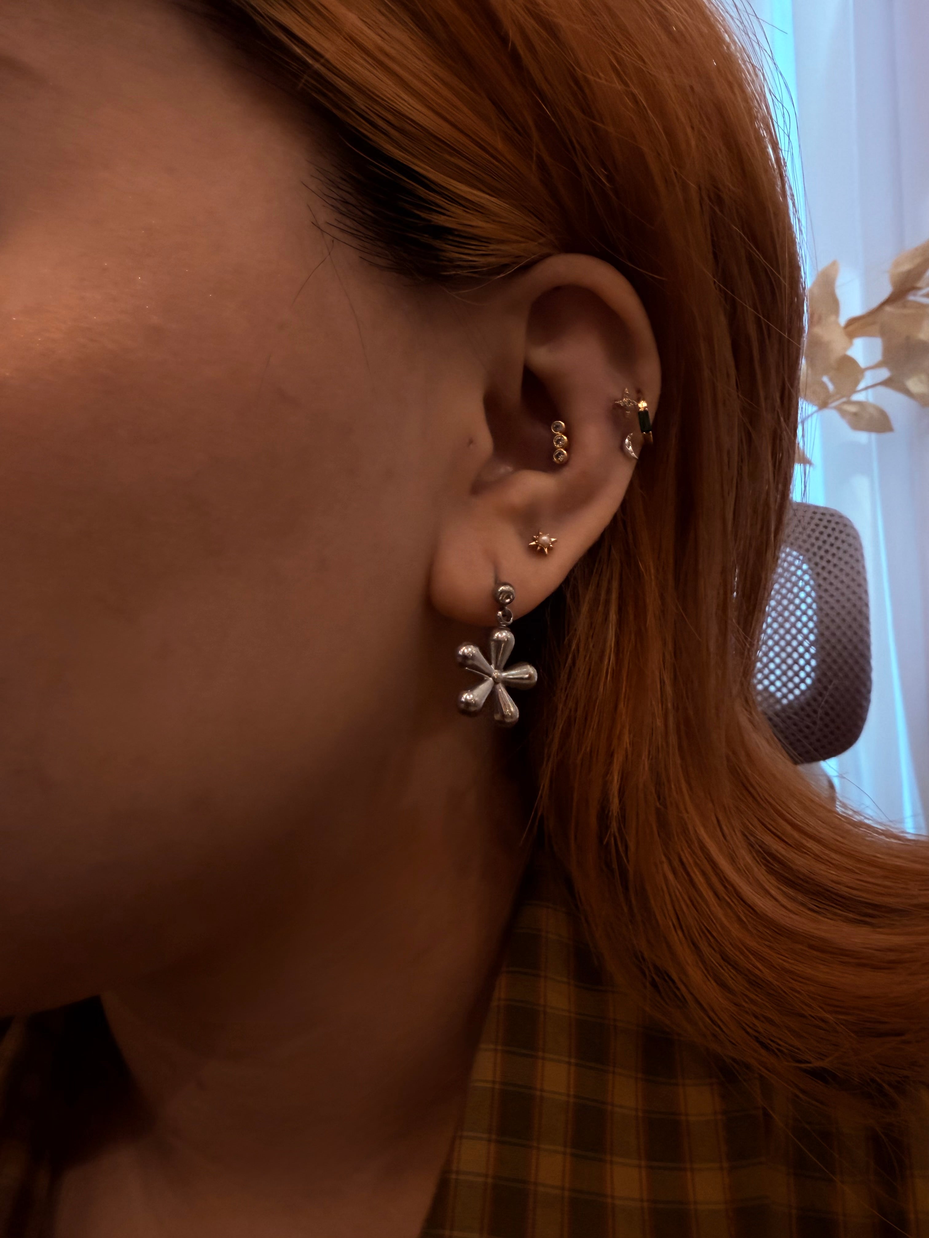 Drop floral surgical steel earrings piercing (barbell)