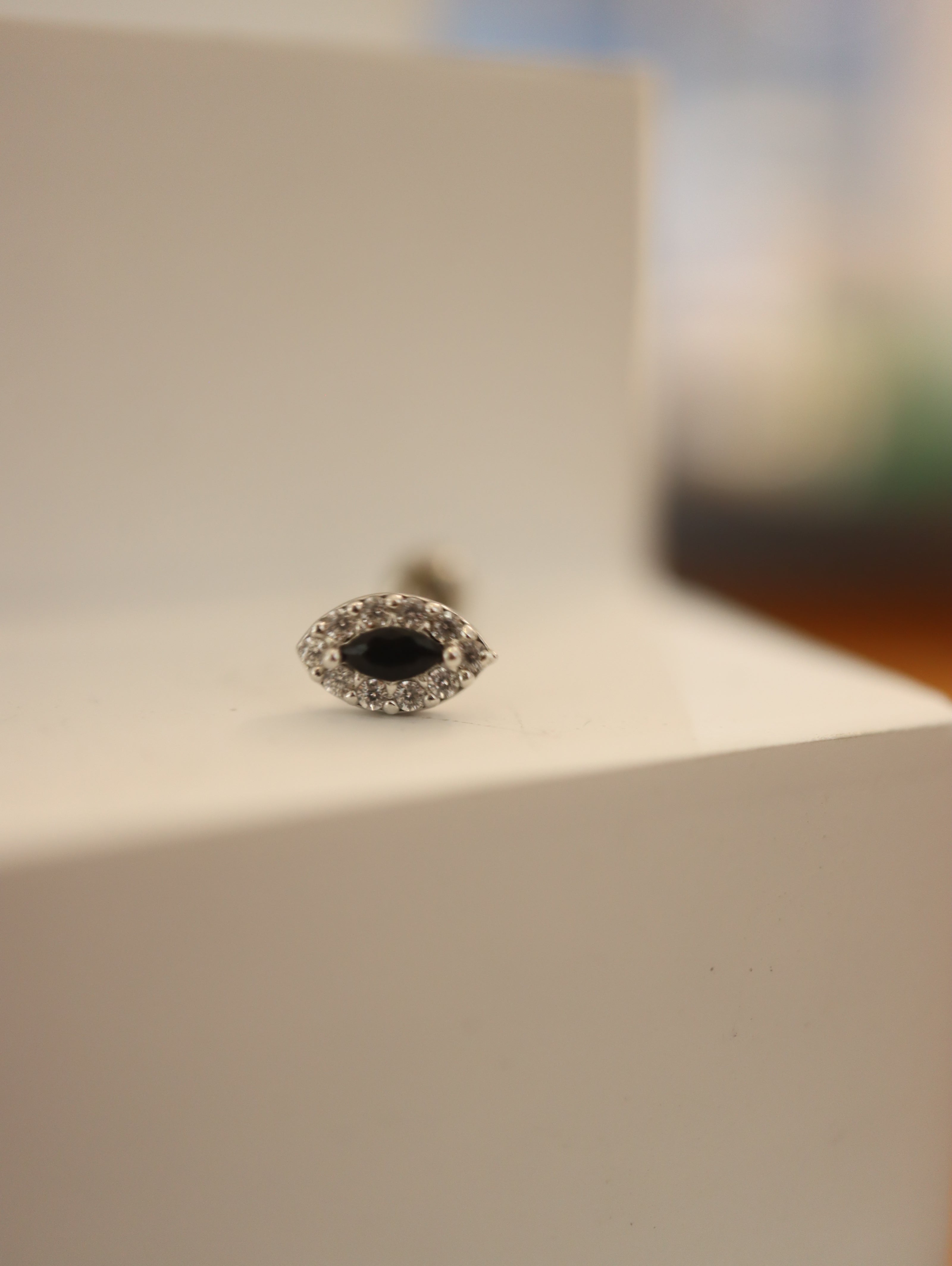 Cz & black Marquise 925 silver piercing (1pc)