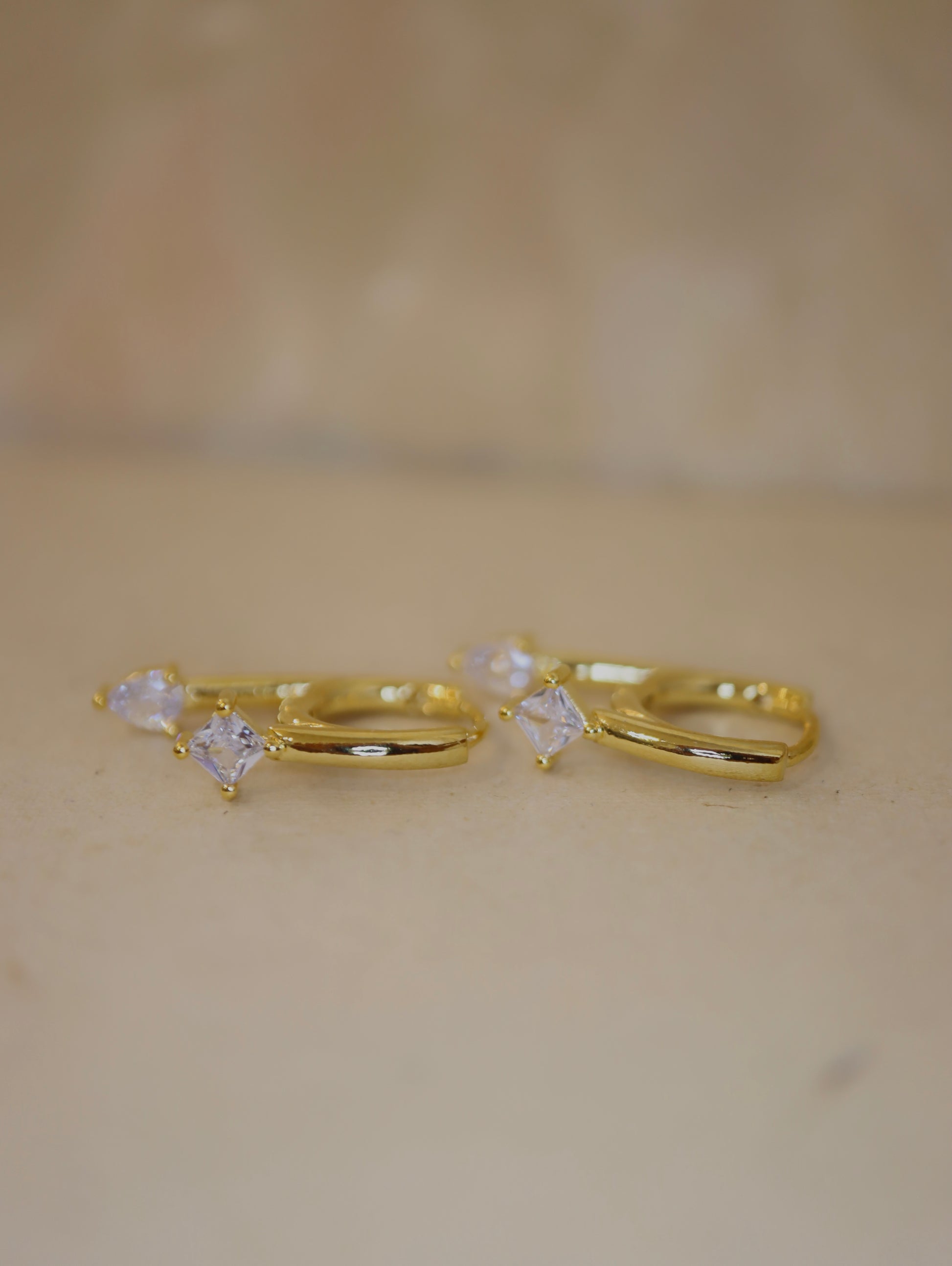 Front & back drop cz earrings