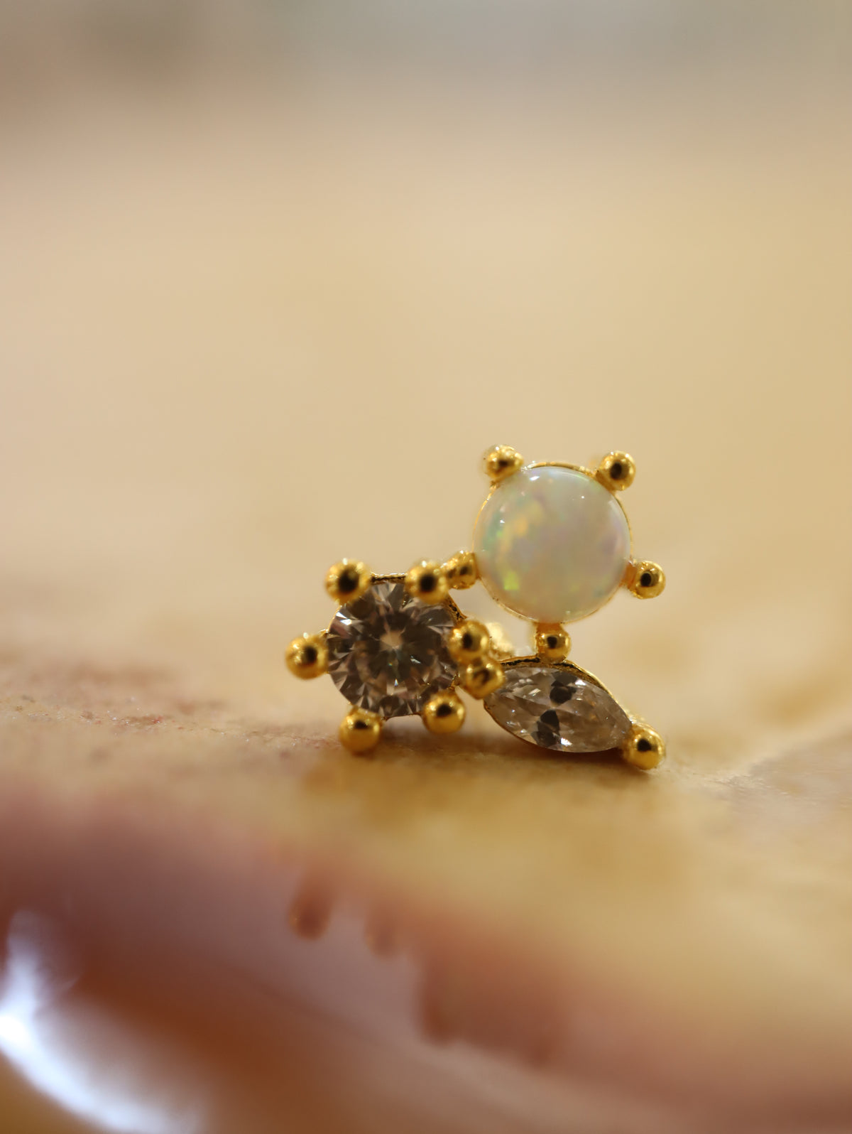 Opal cz stud earrings