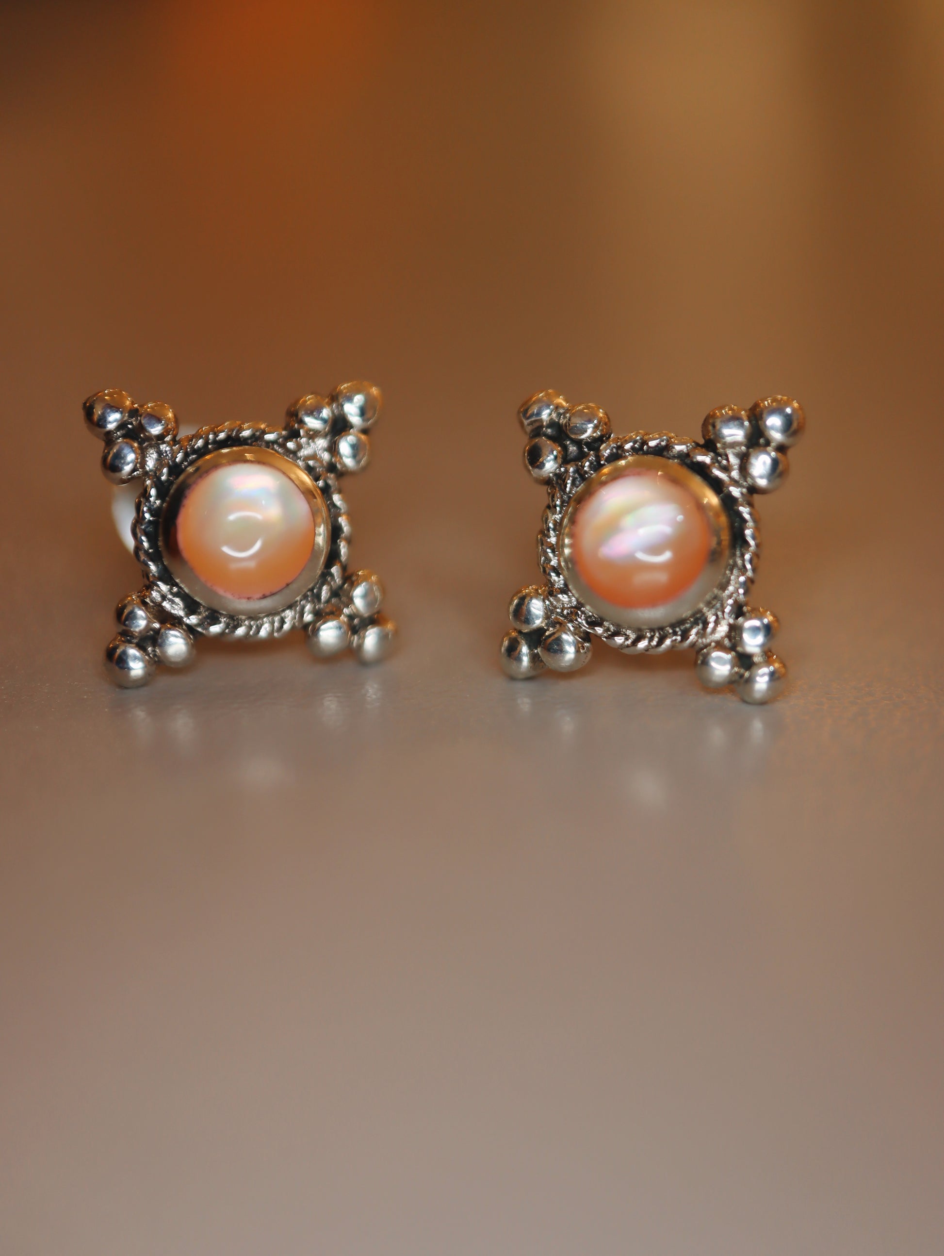 Pink mother pearl 925 silver earrings