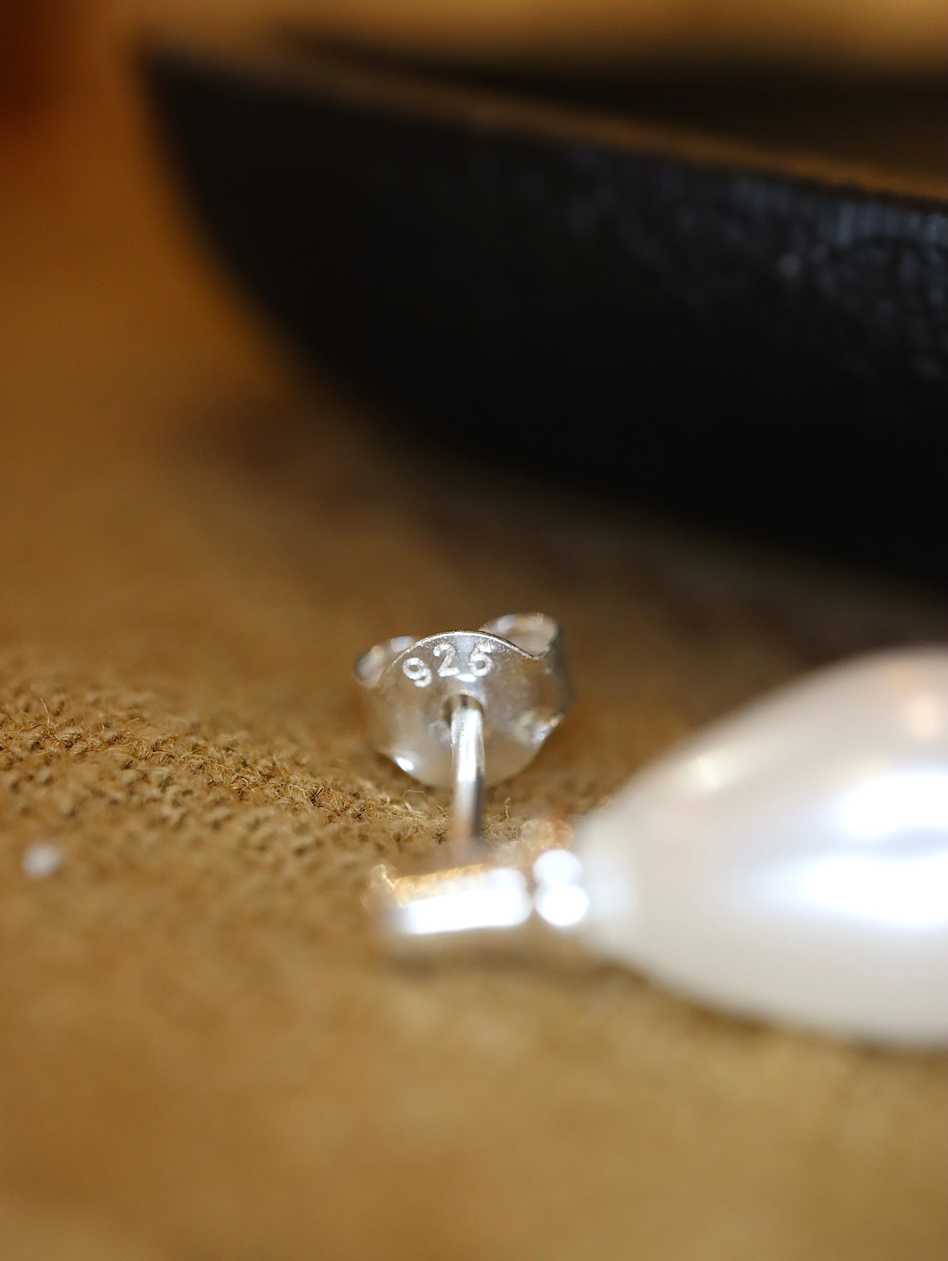 Estate Pearl Studs 925 Silver Earrings