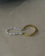 Raw pearl double band stainless steel ring