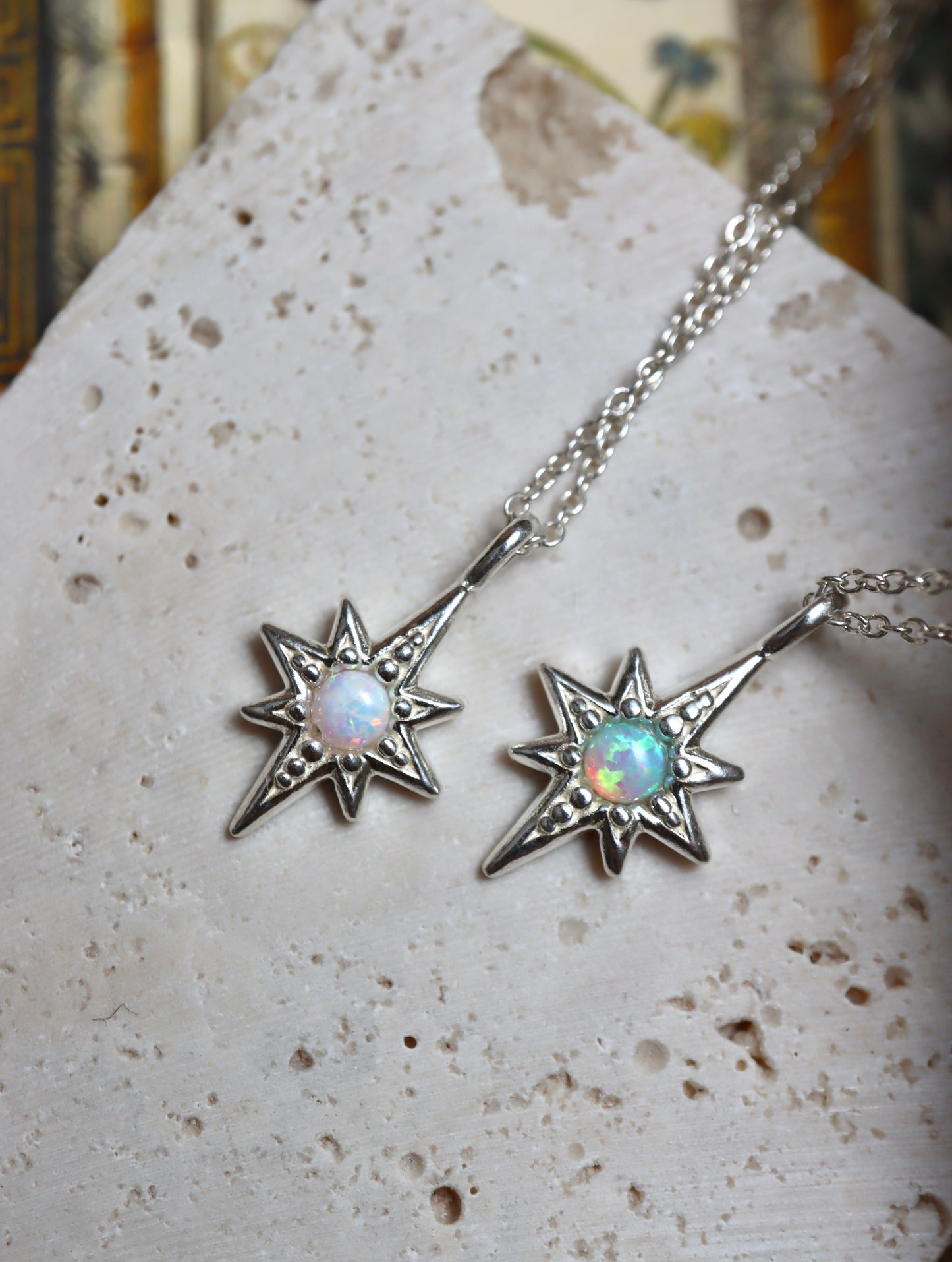 Silver925 starburst opal necklace