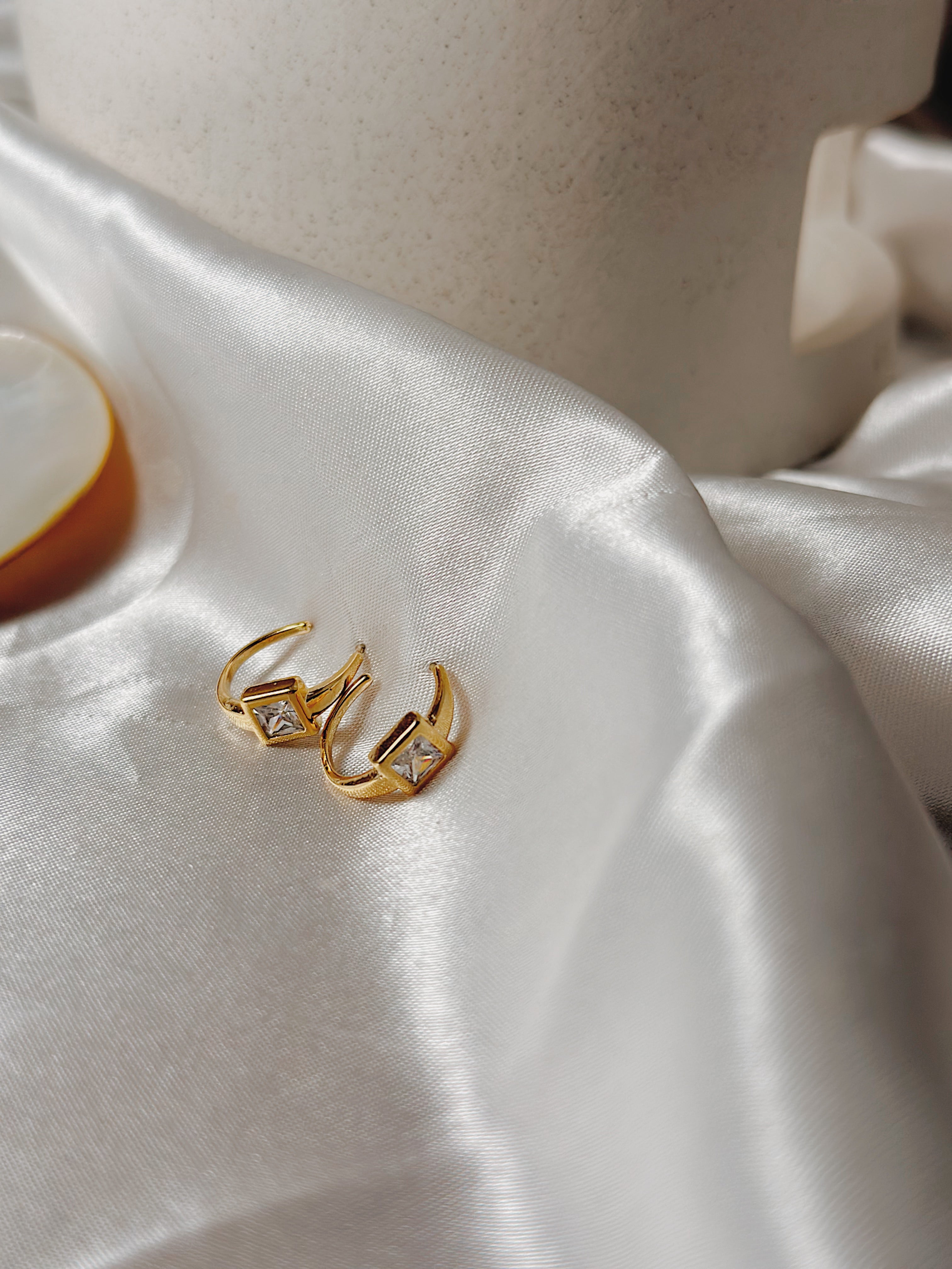 Square hoop cz earrings