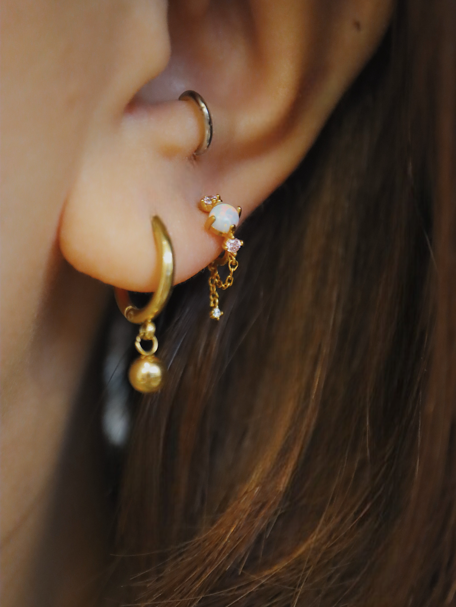 Surgical steel opal earring