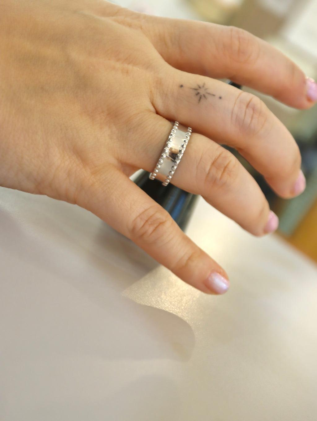 Open Orbit Bead Stainless Steel Ring