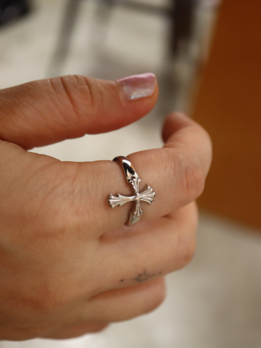 Cross stainless steel ring