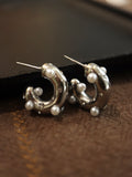Pearl stud stainless steel earrings