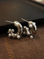 Pearl stud stainless steel earrings