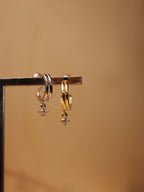 Double hoop mini drop cz earring