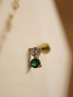 Double cz 925 silver flat back piercing (1pc)