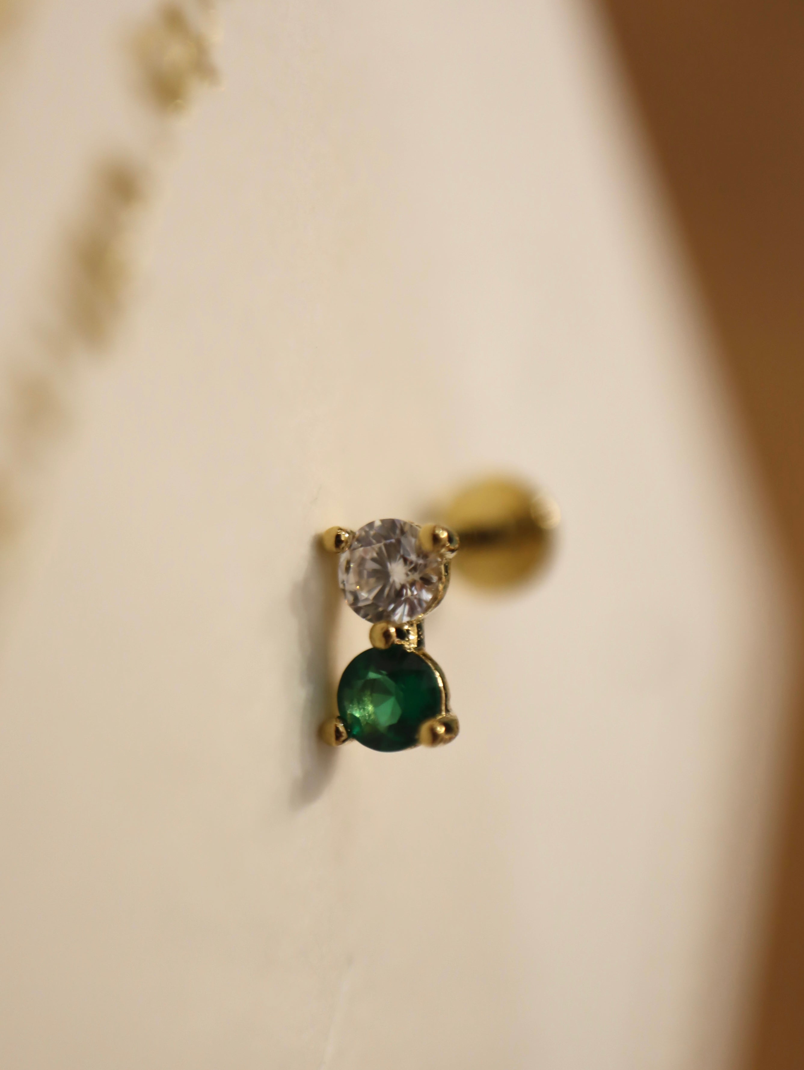 Double cz 925 silver flat back piercing (1pc)