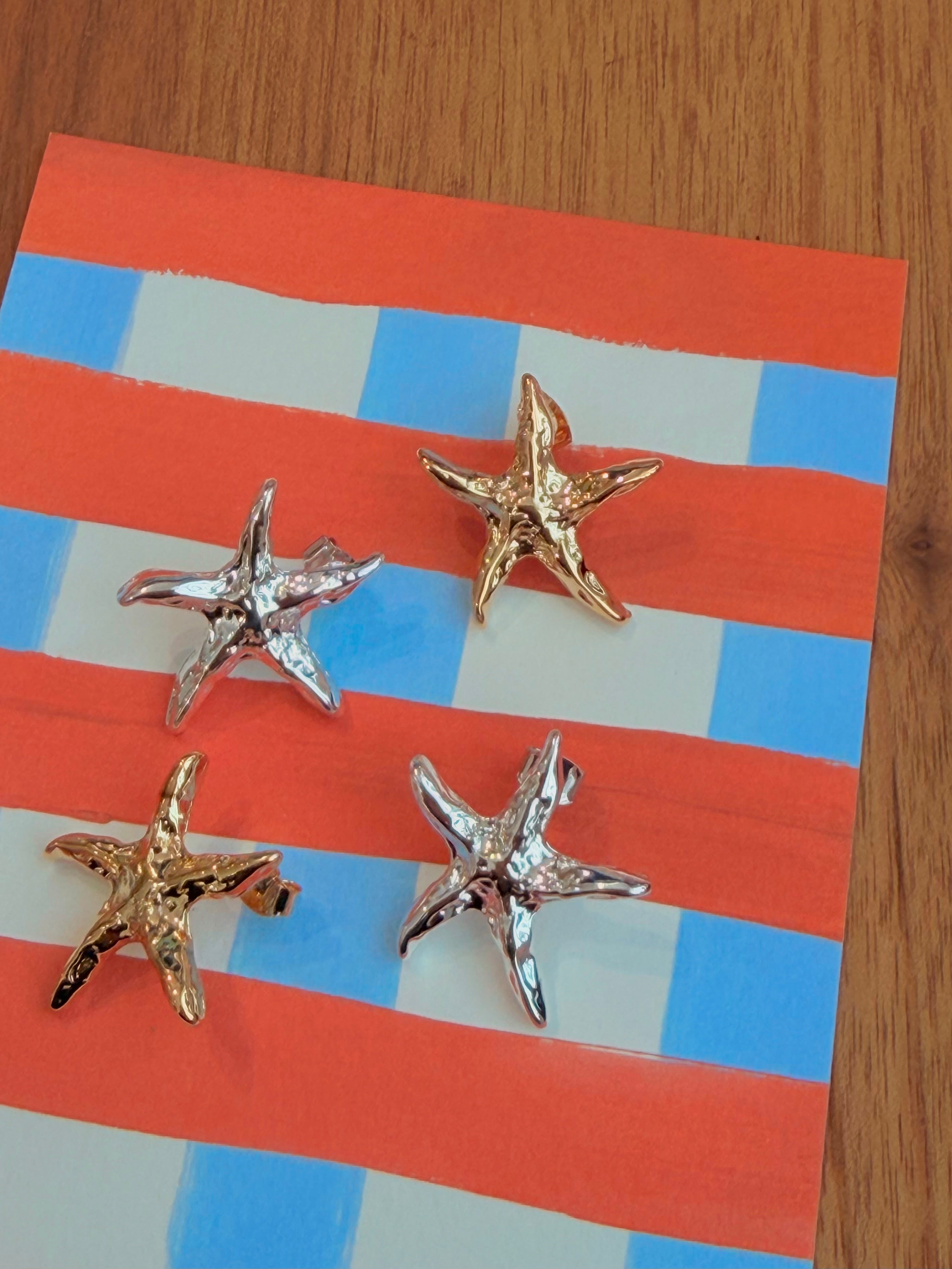 Starfish brass earrings