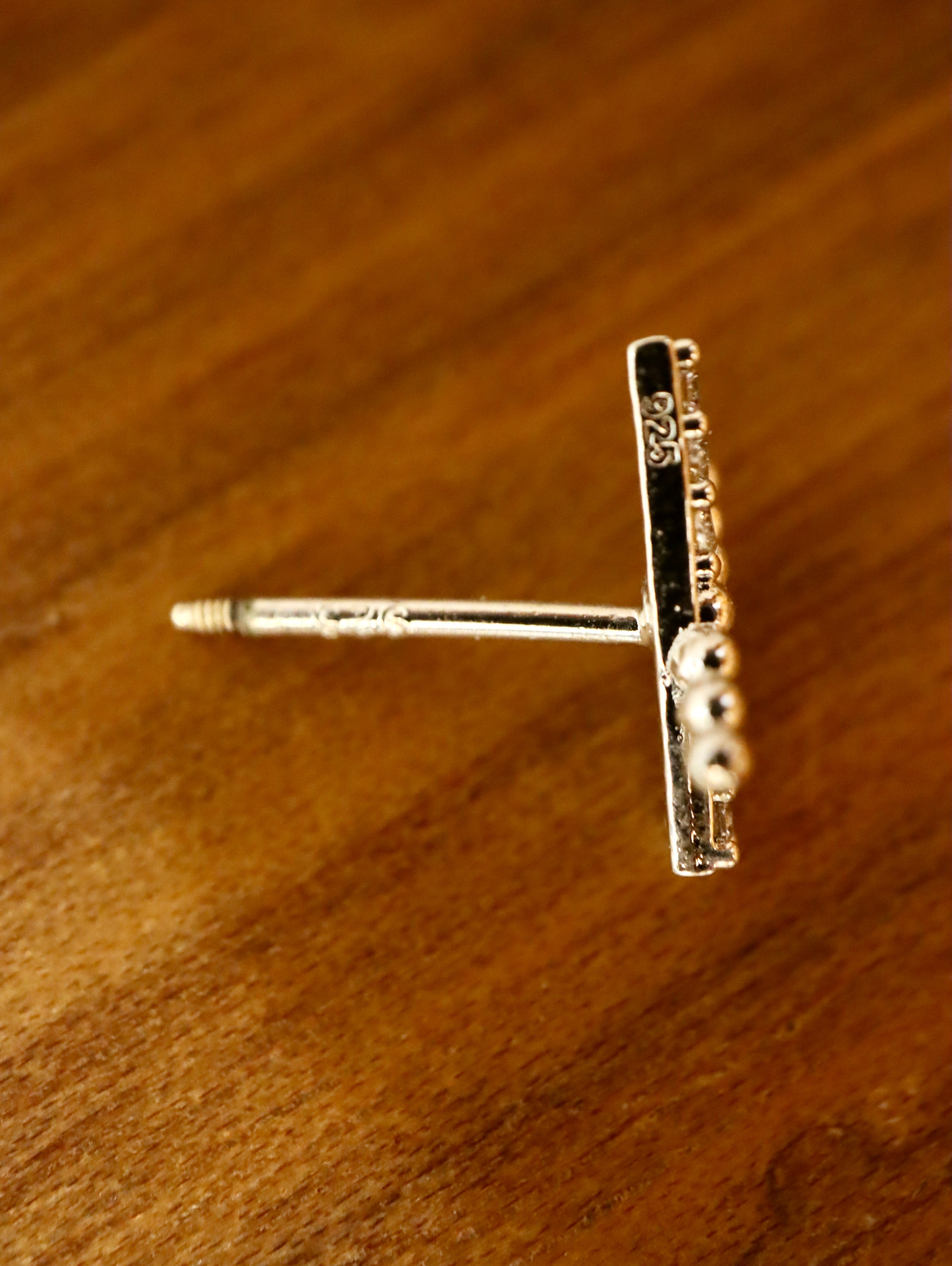 Cross CZ 925 Silver stud piercing earring (1pc)